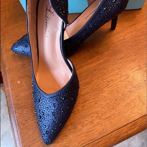 Womens embellished navy heels